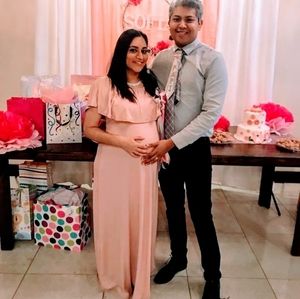 Pink maxi maternity dress